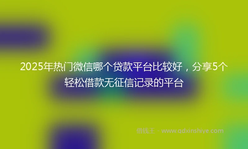 2025年热门微信哪个贷款平台比较好，分享5个轻松借款无征信记录的平台