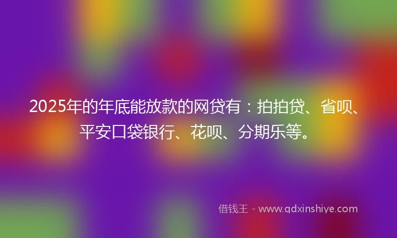 2025年的年底能放款的网贷有：拍拍贷、省呗、平安口袋银行、花呗、分期乐等。
