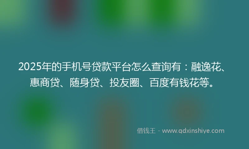 2025年的手机号贷款平台怎么查询有：融逸花、惠商贷、随身贷、投友圈、百度有钱花等。