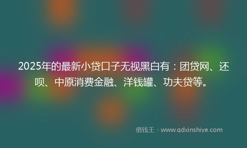 2025年的最新小贷口子无视黑白有：团贷网、还呗、中原消费金融、洋钱罐、功夫贷等。