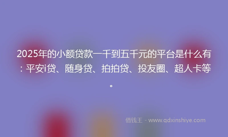 2025年的小额贷款一千到五千元的平台是什么有：平安i贷、随身贷、拍拍贷、投友圈、超人卡等。