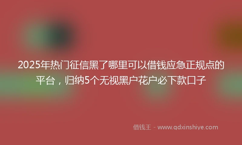 2025年热门征信黑了哪里可以借钱应急正规点的平台，归纳5个无视黑户花户必下款口子