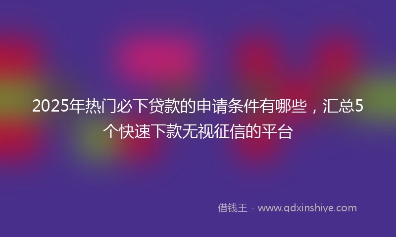 2025年热门必下贷款的申请条件有哪些，汇总5个快速下款无视征信的平台