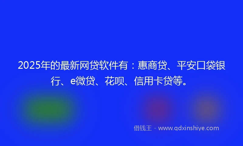 2025年的最新网贷软件有：惠商贷、平安口袋银行、e微贷、花呗、信用卡贷等。