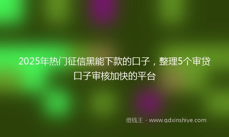 2025年热门征信黑能下款的口子，整理5个审贷口子审核加快的平台