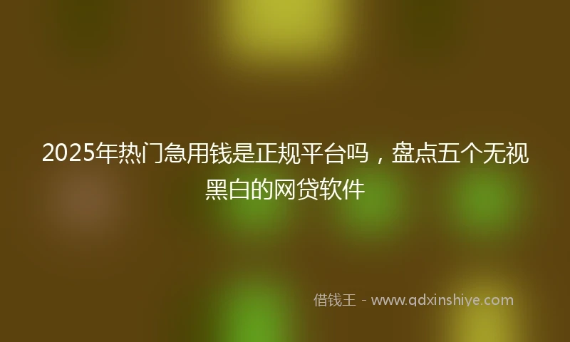 2025年热门急用钱是正规平台吗，盘点五个无视黑白的网贷软件