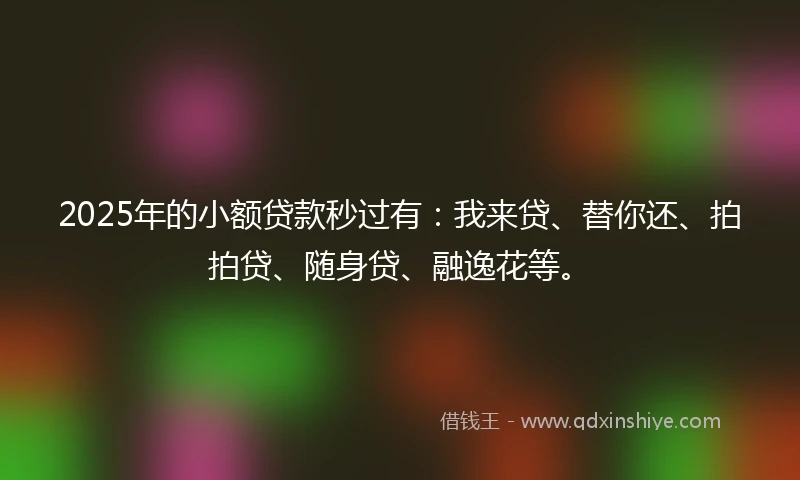 2025年的小额贷款秒过有：我来贷、替你还、拍拍贷、随身贷、融逸花等。