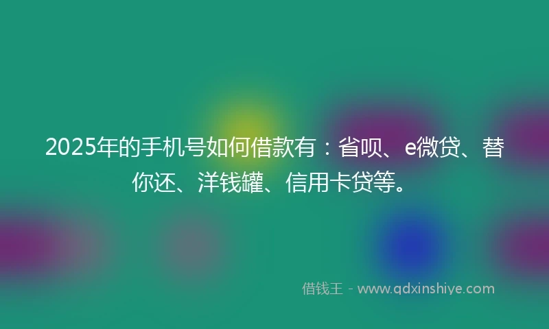2025年的手机号如何借款有：省呗、e微贷、替你还、洋钱罐、信用卡贷等。