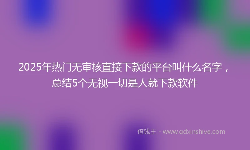 2025年热门无审核直接下款的平台叫什么名字，总结5个无视一切是人就下款软件