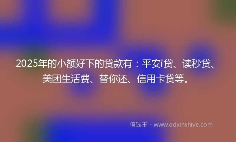 2025年的小额好下的贷款有：平安i贷、读秒贷、美团生活费、替你还、信用卡贷等。