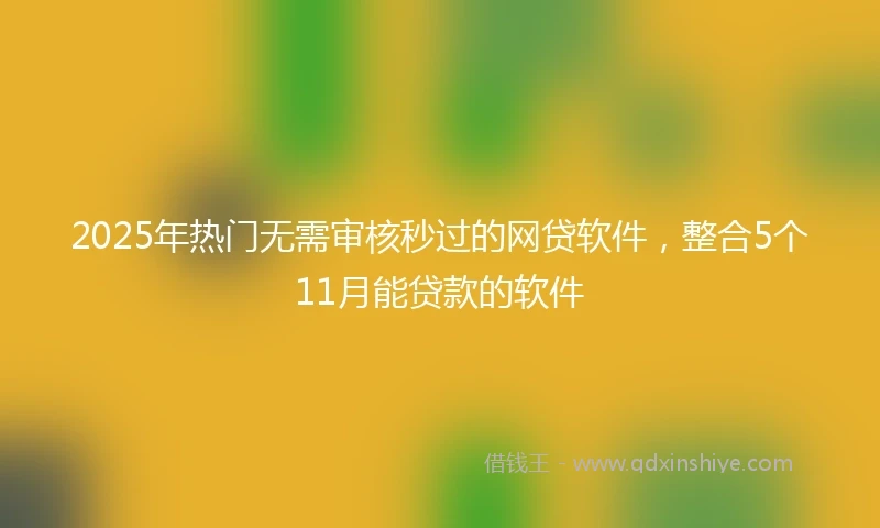 2025年热门无需审核秒过的网贷软件，整合5个11月能贷款的软件