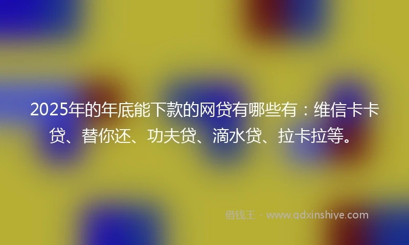 2025年的年底能下款的网贷有哪些有：维信卡卡贷、替你还、功夫贷、滴水贷、拉卡拉等。