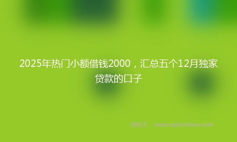 2025年热门小额借钱2000，汇总五个12月独家贷款的口子