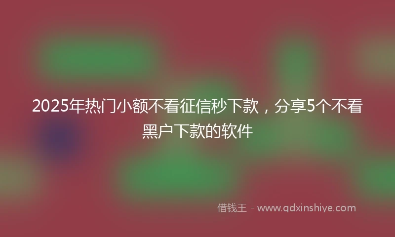2025年热门小额不看征信秒下款，分享5个不看黑户下款的软件