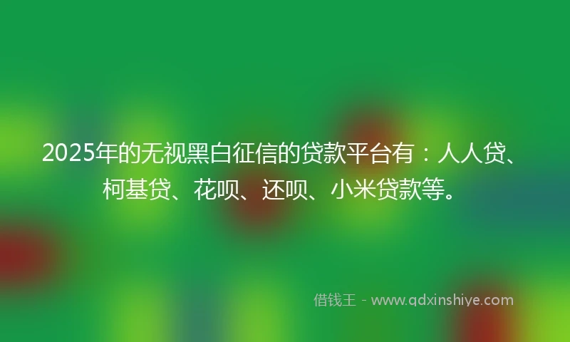 2025年的无视黑白征信的贷款平台有：人人贷、柯基贷、花呗、还呗、小米贷款等。