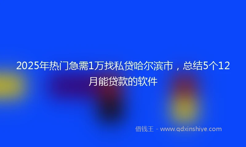 2025年热门急需1万找私贷哈尔滨市，总结5个12月能贷款的软件