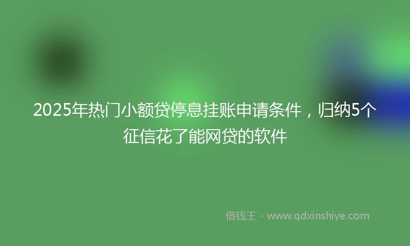 2025年热门小额贷停息挂账申请条件，归纳5个征信花了能网贷的软件