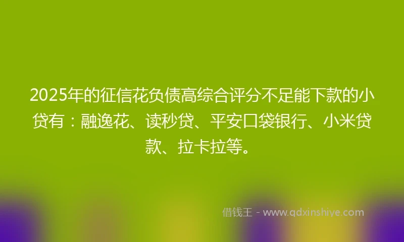 2025年的征信花负债高综合评分不足能下款的小贷有：融逸花、读秒贷、平安口袋银行、小米贷款、拉卡拉等。