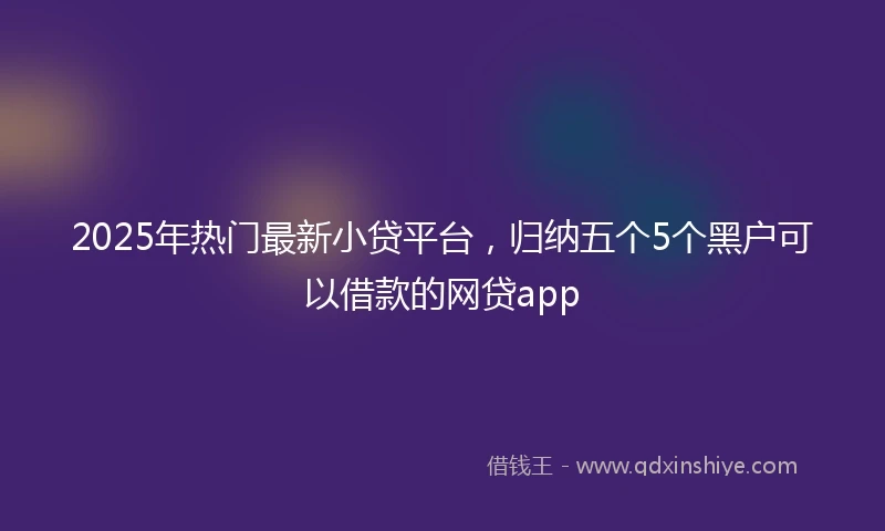 2025年热门最新小贷平台，归纳五个5个黑户可以借款的网贷app