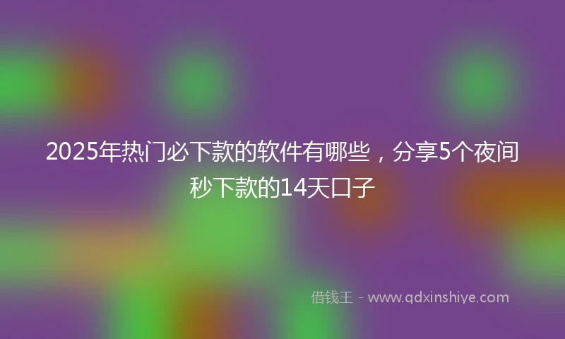 2025年热门必下款的软件有哪些，分享5个夜间秒下款的14天口子