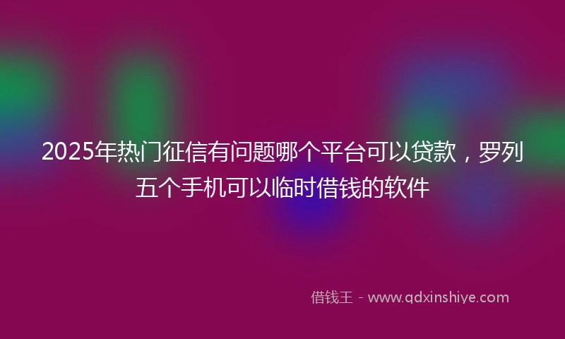 2025年热门征信有问题哪个平台可以贷款，罗列五个手机可以临时借钱的软件