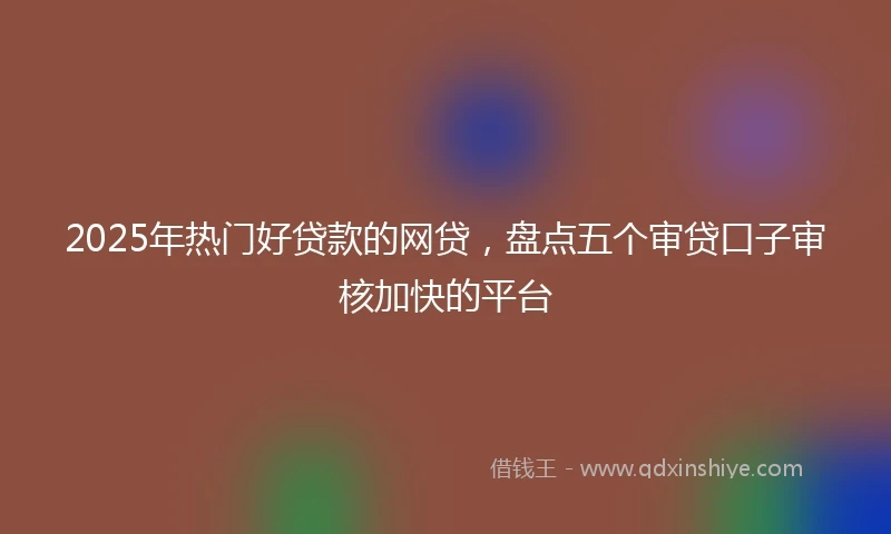 2025年热门好贷款的网贷，盘点五个审贷口子审核加快的平台