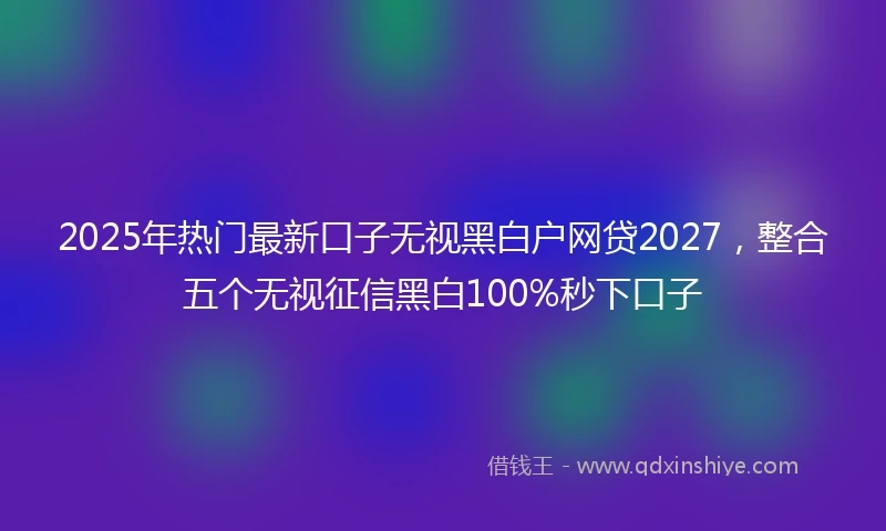 2025年热门最新口子无视黑白户网贷2027，整合五个无视征信黑白100%秒下口子
