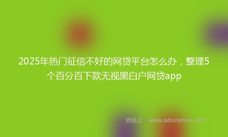 2025年热门征信不好的网贷平台怎么办，整理5个百分百下款无视黑白户网贷app