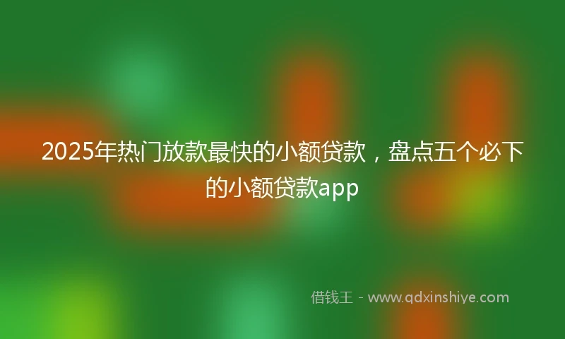 2025年热门放款最快的小额贷款，盘点五个必下的小额贷款app