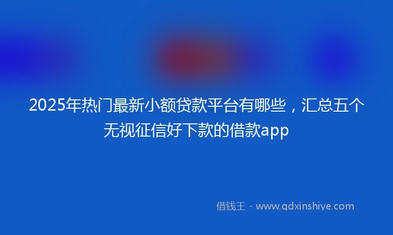 2025年热门最新小额贷款平台有哪些，汇总五个无视征信好下款的借款app