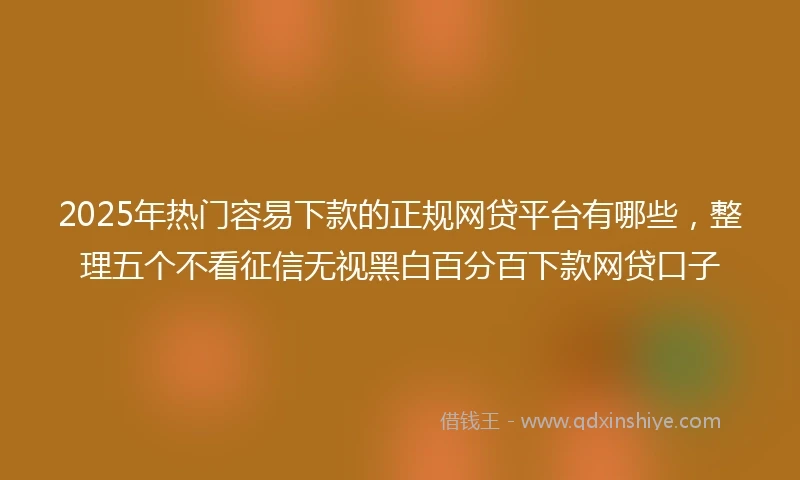 2025年热门容易下款的正规网贷平台有哪些，整理五个不看征信无视黑白百分百下款网贷口子