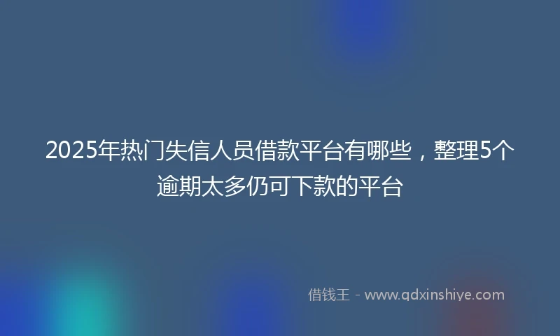2025年热门失信人员借款平台有哪些，整理5个逾期太多仍可下款的平台