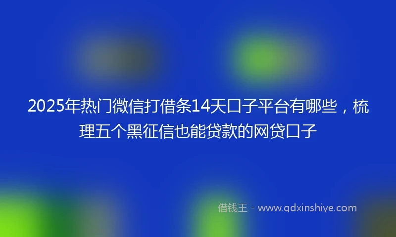 2025年热门微信打借条14天口子平台有哪些，梳理五个黑征信也能贷款的网贷口子