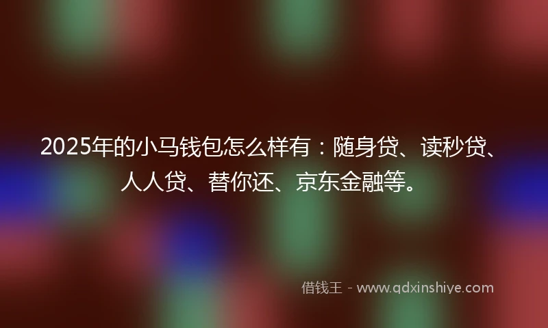 2025年的小马钱包怎么样有：随身贷、读秒贷、人人贷、替你还、京东金融等。