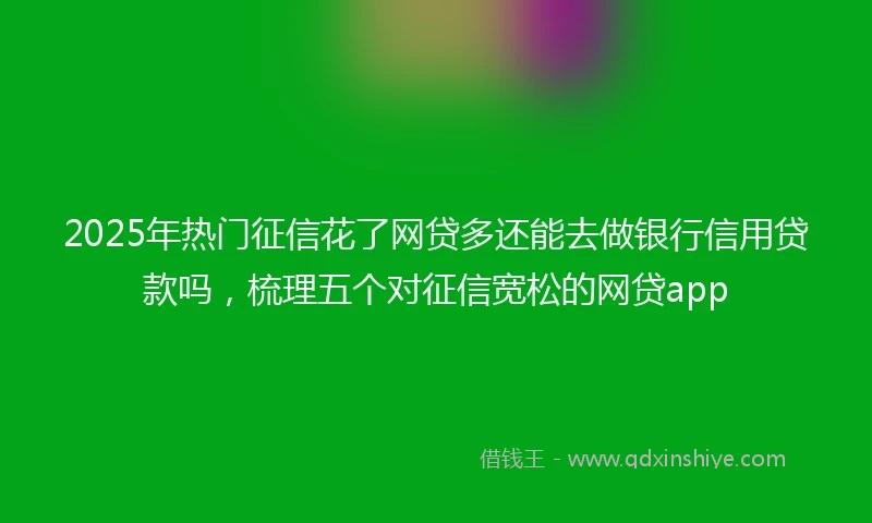 2025年热门征信花了网贷多还能去做银行信用贷款吗，梳理五个对征信宽松的网贷app
