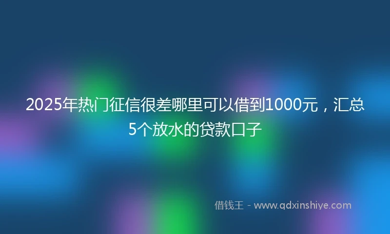 2025年热门征信很差哪里可以借到1000元，汇总5个放水的贷款口子