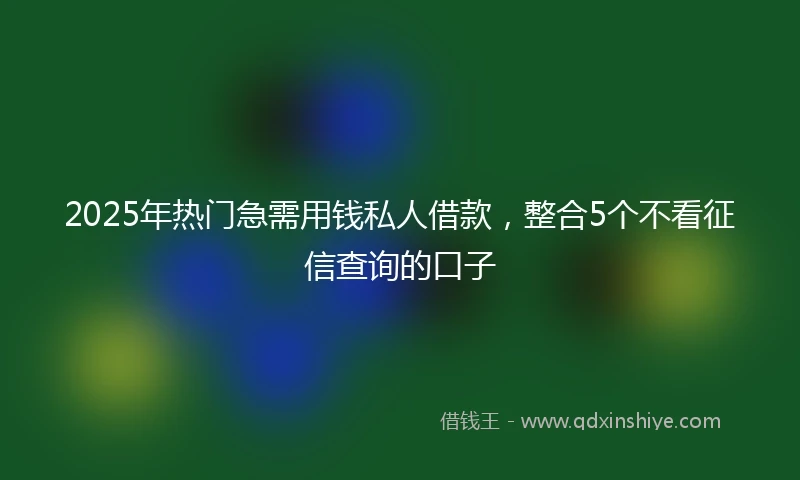 2025年热门急需用钱私人借款，整合5个不看征信查询的口子