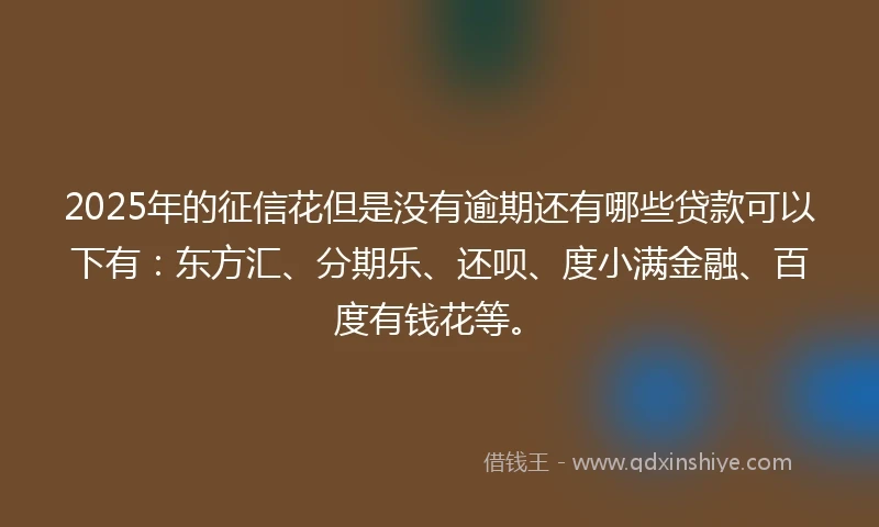 2025年的征信花但是没有逾期还有哪些贷款可以下有：东方汇、分期乐、还呗、度小满金融、百度有钱花等。