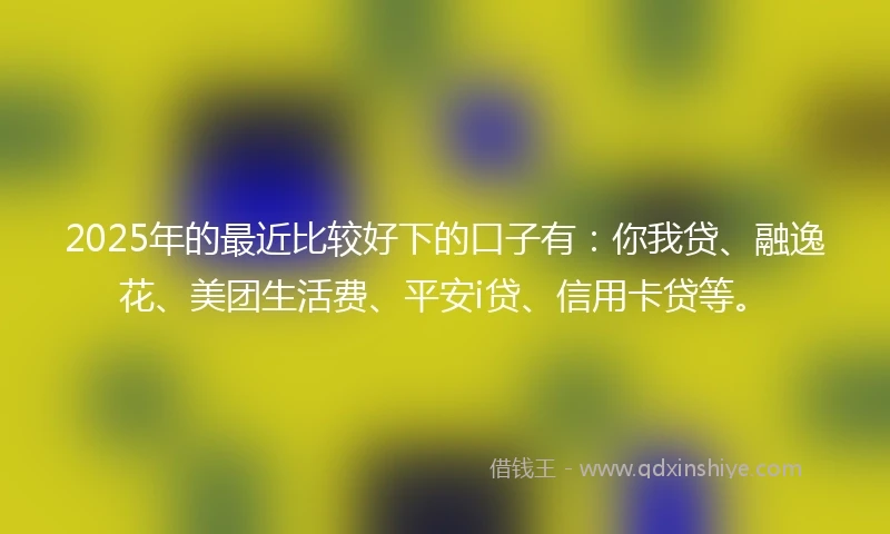 2025年的最近比较好下的口子有：你我贷、融逸花、美团生活费、平安i贷、信用卡贷等。