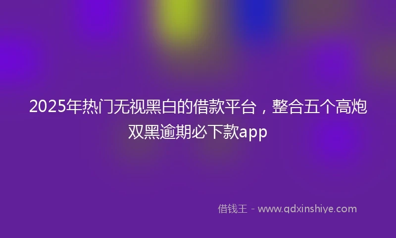 2025年热门无视黑白的借款平台，整合五个高炮双黑逾期必下款app