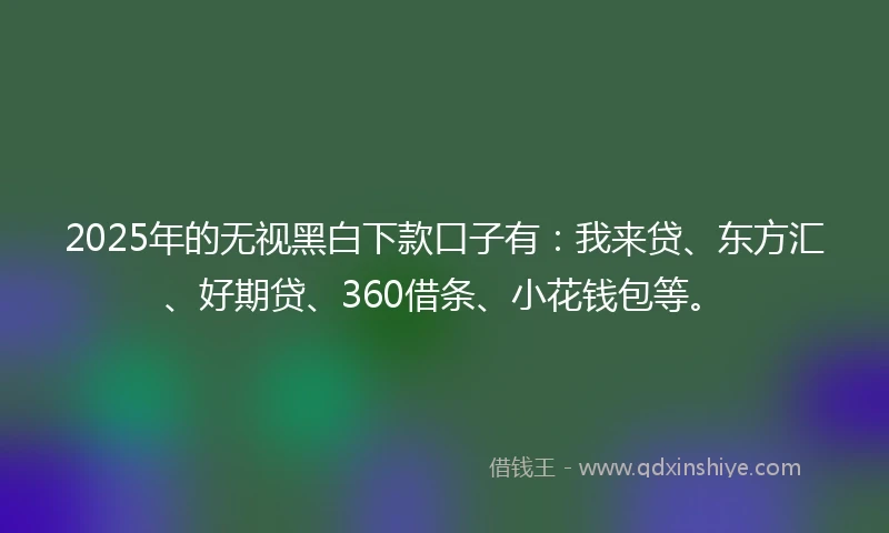 2025年的无视黑白下款口子有：我来贷、东方汇、好期贷、360借条、小花钱包等。