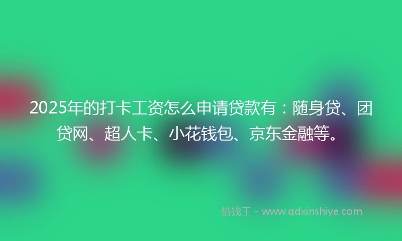 2025年的打卡工资怎么申请贷款有：随身贷、团贷网、超人卡、小花钱包、京东金融等。