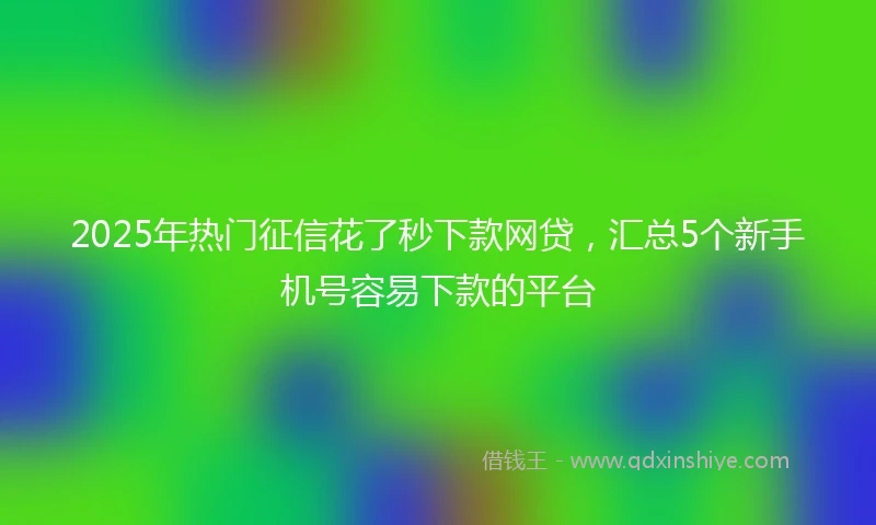 2025年热门征信花了秒下款网贷，汇总5个新手机号容易下款的平台