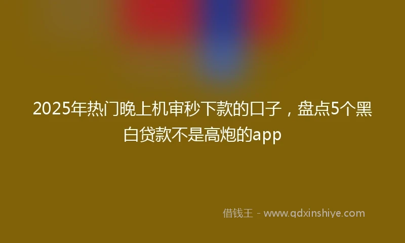 2025年热门晚上机审秒下款的口子，盘点5个黑白贷款不是高炮的app