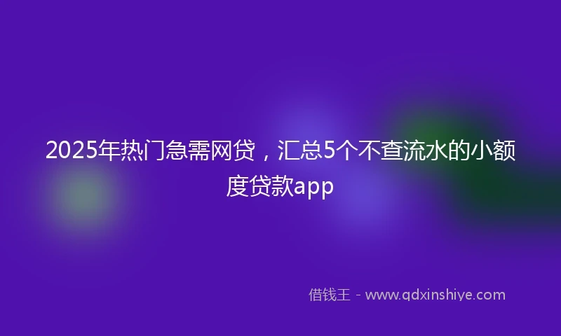 2025年热门急需网贷，汇总5个不查流水的小额度贷款app