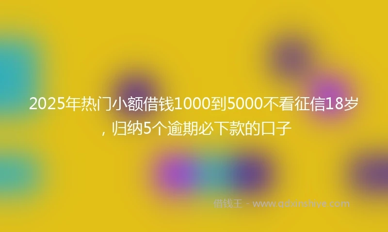2025年热门小额借钱1000到5000不看征信18岁，归纳5个逾期必下款的口子
