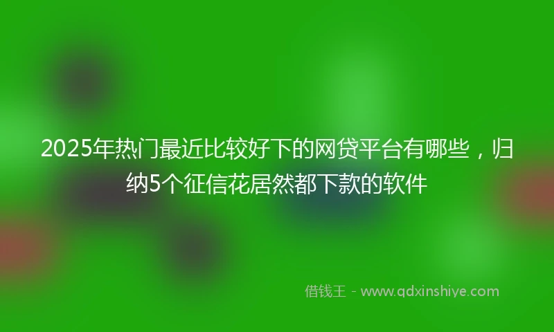 2025年热门最近比较好下的网贷平台有哪些，归纳5个征信花居然都下款的软件