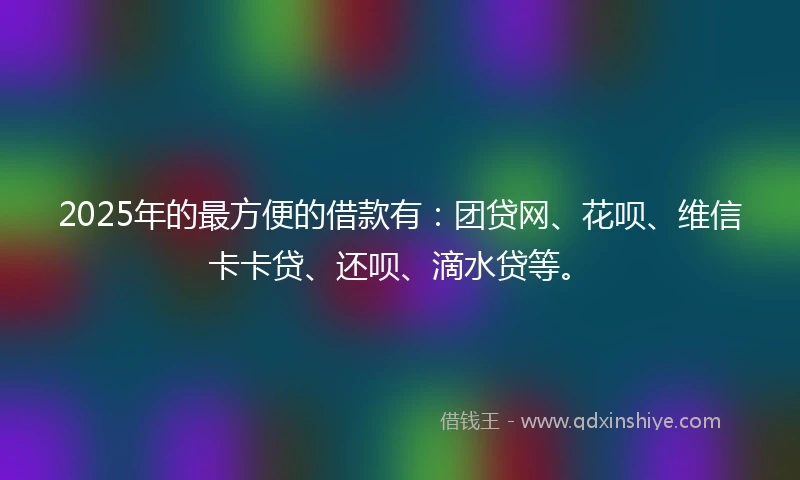 2025年的最方便的借款有：团贷网、花呗、维信卡卡贷、还呗、滴水贷等。