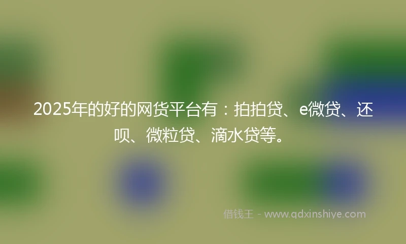 2025年的好的网货平台有：拍拍贷、e微贷、还呗、微粒贷、滴水贷等。