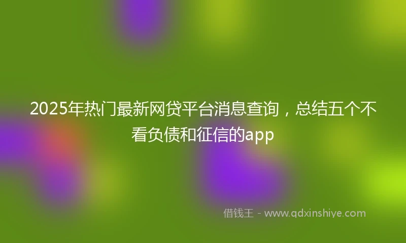 2025年热门最新网贷平台消息查询，总结五个不看负债和征信的app